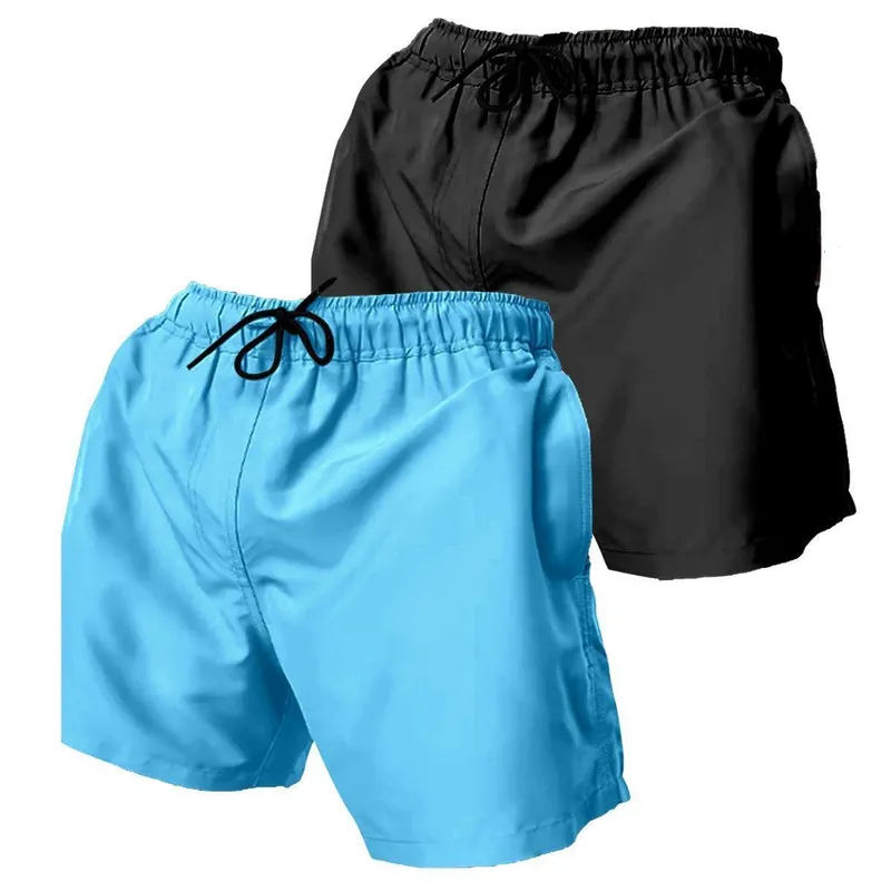 Kit 2 Bermudas Short Tactel Masculina Lisas com Bolsos e Ajuste na Cintura
