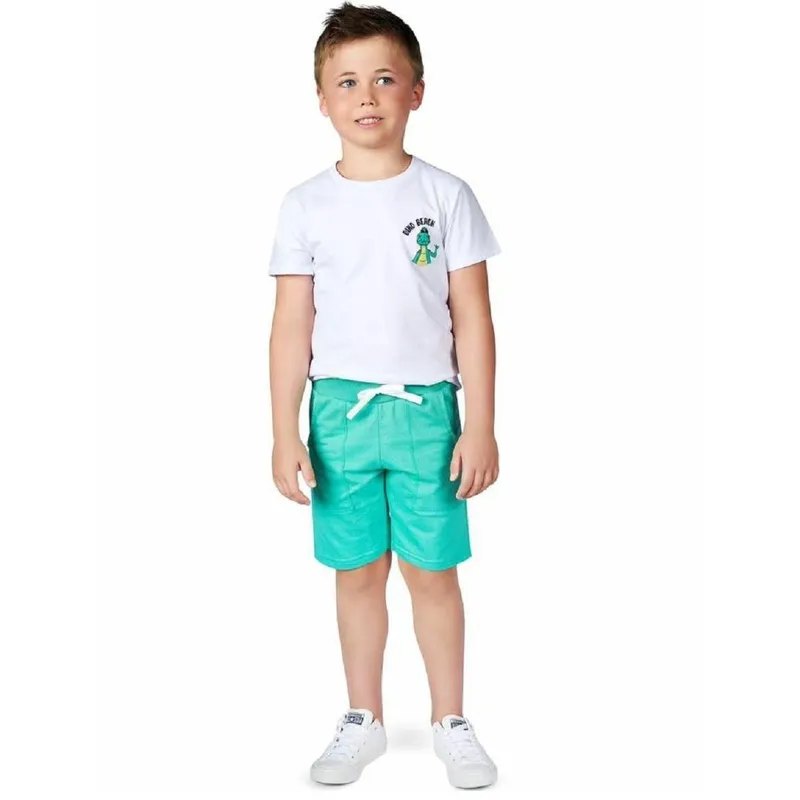 Conjunto Camiseta E Bermuda Com Bolsos Infantil Menino