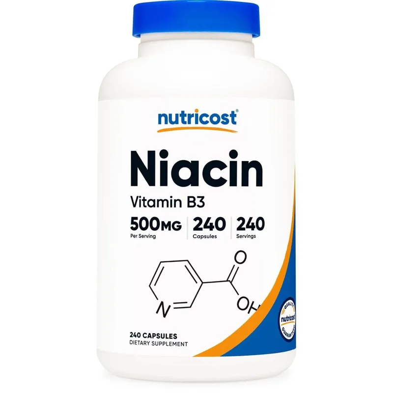 Suplemento Nutricost Niacina (Vitamina B3) 500 mg 240 cápsulas