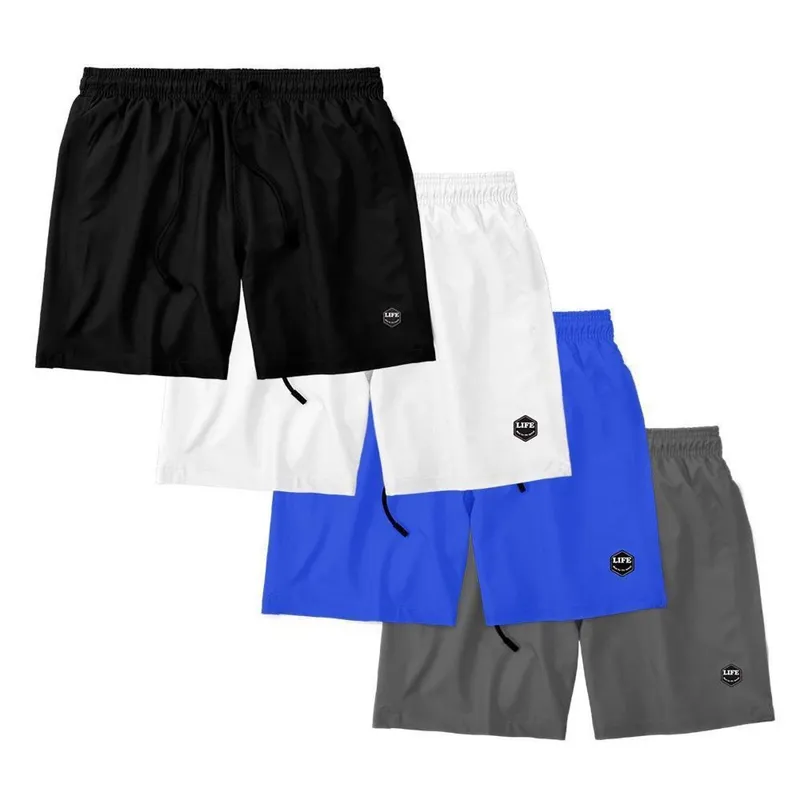 Kit 4 Shorts Bermuda Básico Mauricinho Tactel Masculino