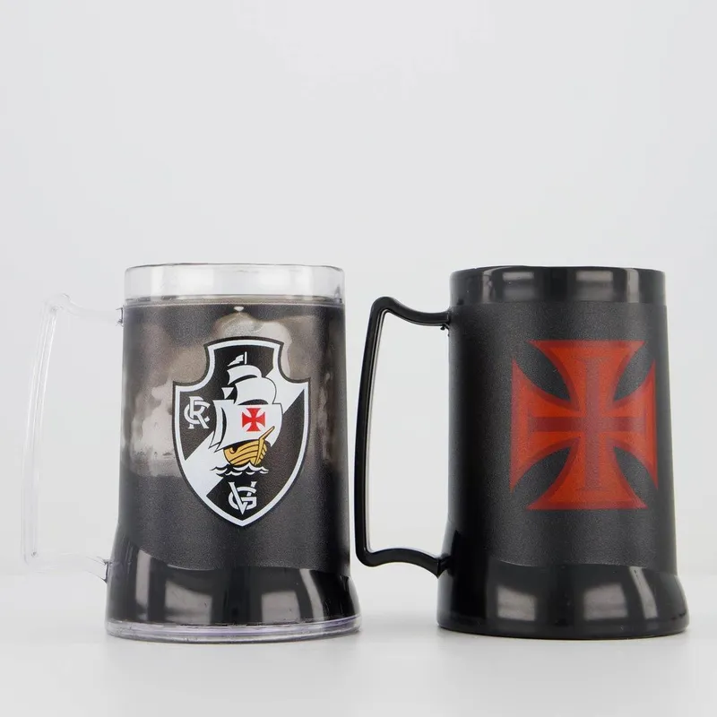 Kit Com 2 Canecas em gel Vasco Preto