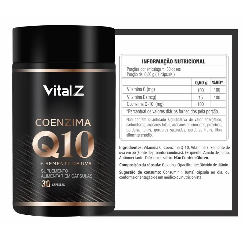 Coenzima Q10 + Semente de Uva - 30 Cápsulas