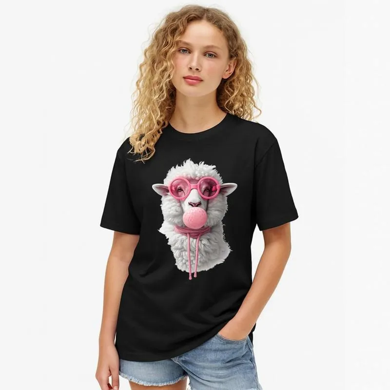 Camiseta Feminina Algodão Premium OVELHA bola de chiclé