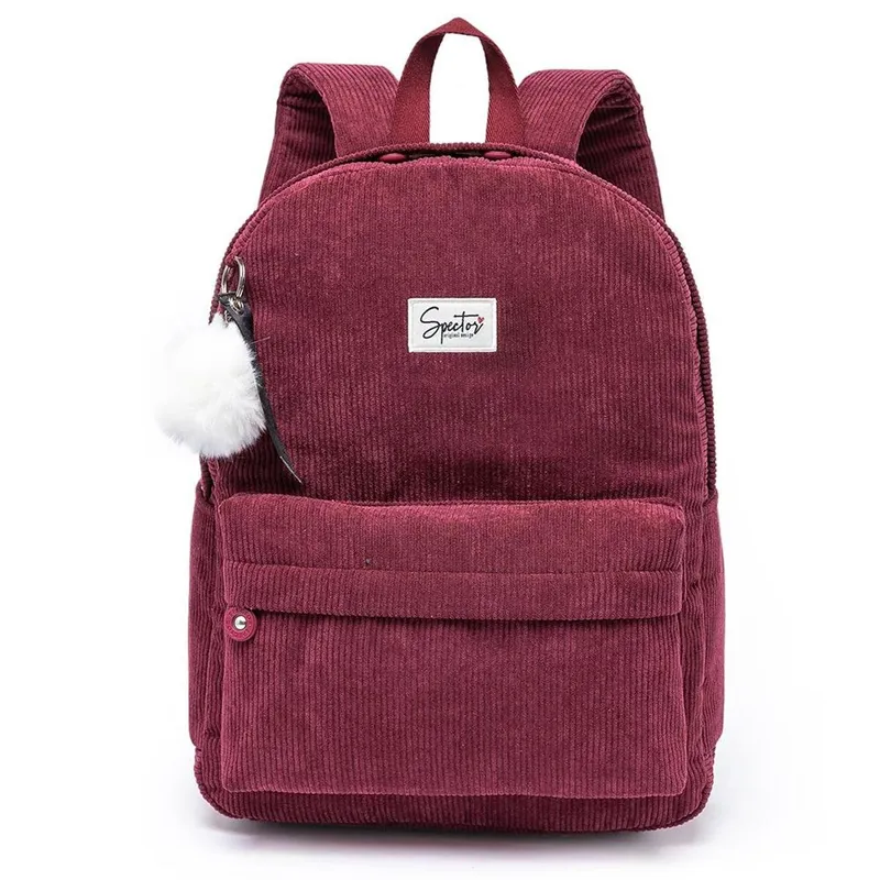 Mochila Feminina De Veludo Spector Pequena Velvet Casual Resistente 17 Litros