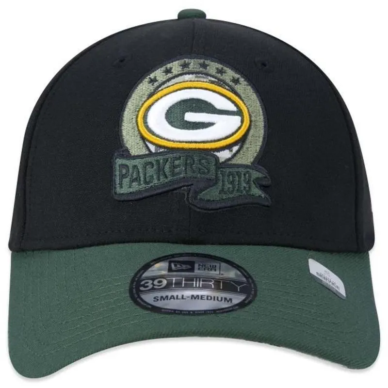 BONÉ NEW ERA 3930 GREEN BAY PACKERS SALUTE TO SERVICE STRETCH FIT NFP23BON148 PRETO VERDE