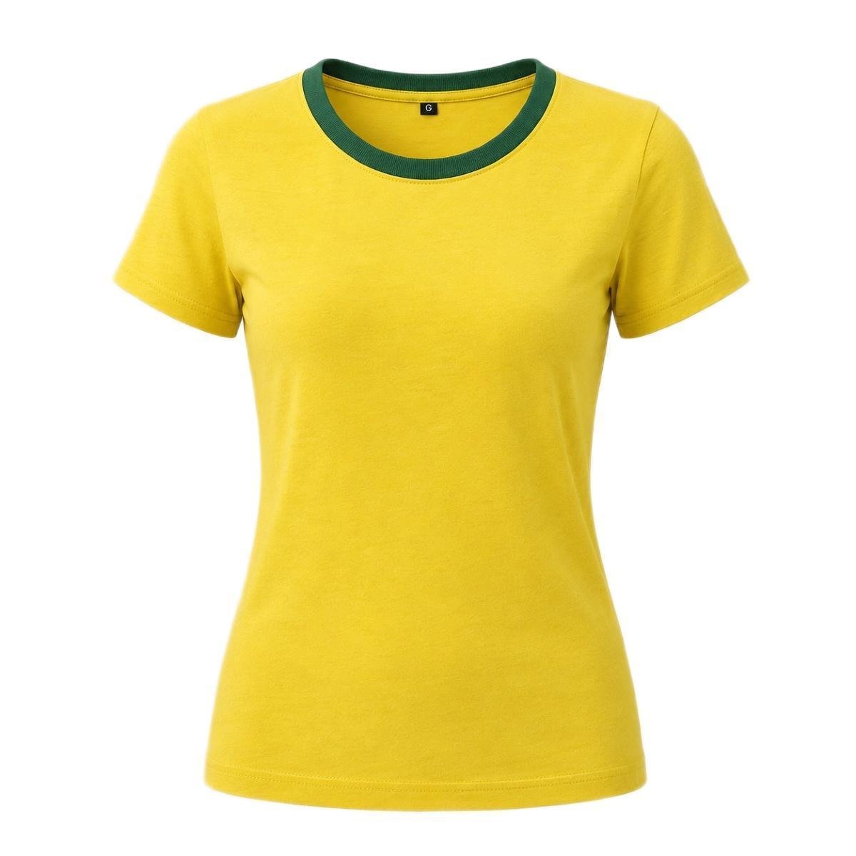 Camisa Brasil Baby Look Algodão Amarelo - Feminino