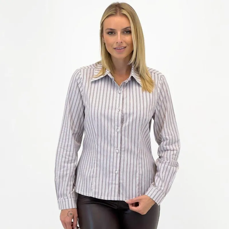 Camisa Bana Bana Listrada Slim Manga Longa Feminina