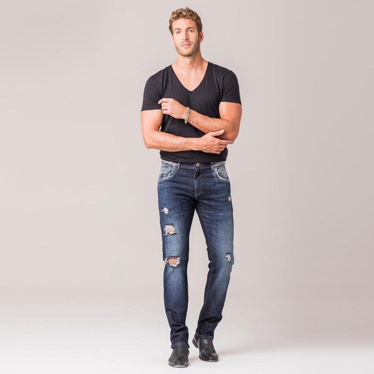 Calça Skinny Destroyed Masculina Jeans