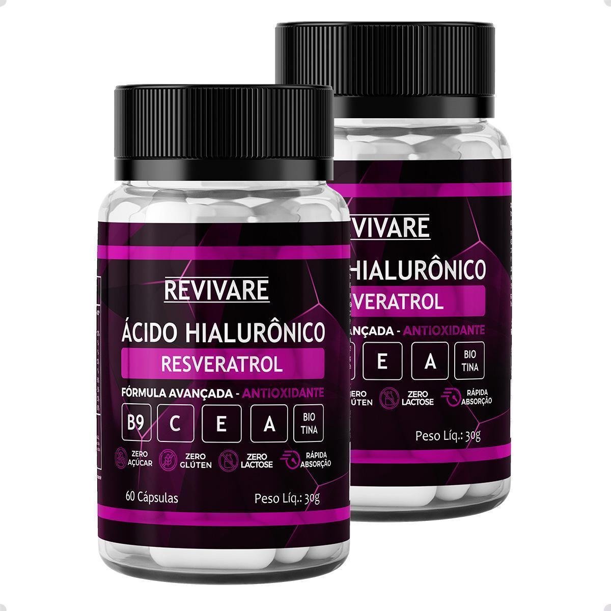 Kit 2x Resveratrol Acido Hialurônico 60Caps