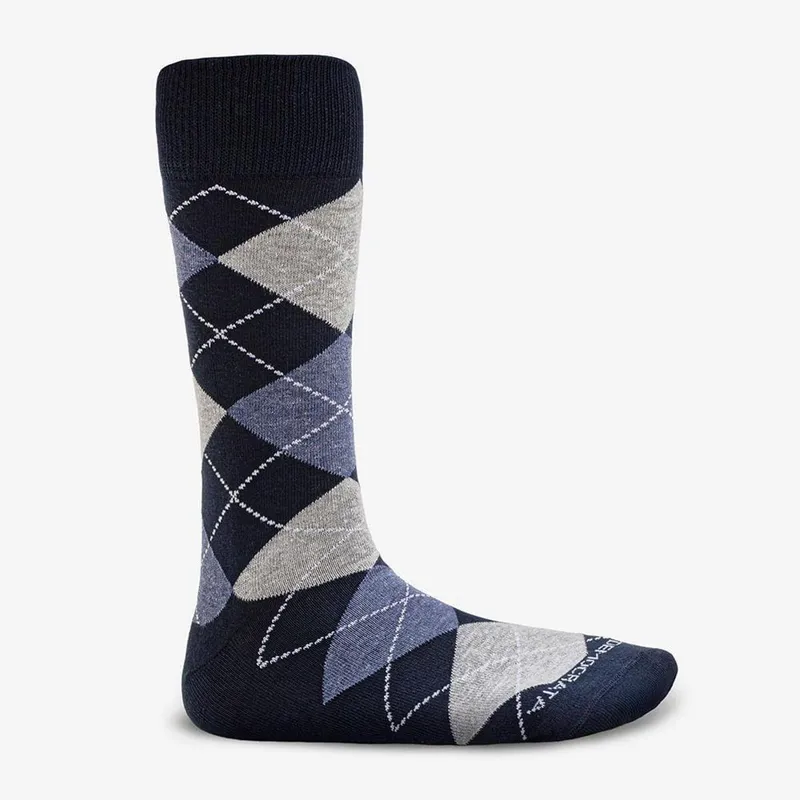 Meia Masculina Cano Alto Algodão Poliamida Xadrez Azul Marinho 39/44