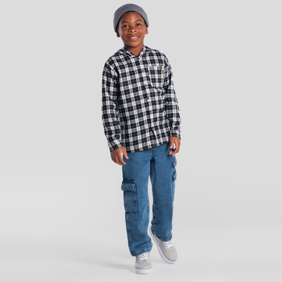 Camisa infantil menino em flanela xadrez Brandili