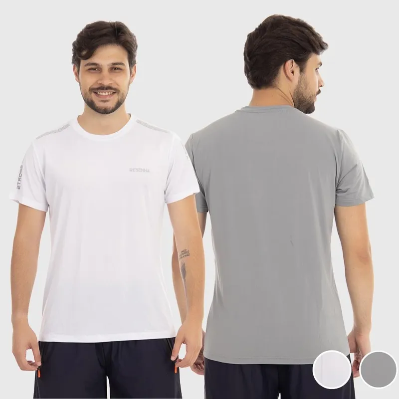 Kit 2 Camisetas Masculinas Poliamida Leve Respirável Detalhe no Ombro Resenha Sport