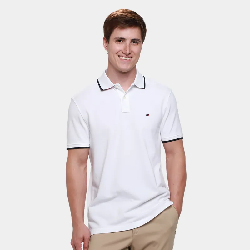 Camisa Polo Tommy Hilfiger Piqué Undercollar Masculina