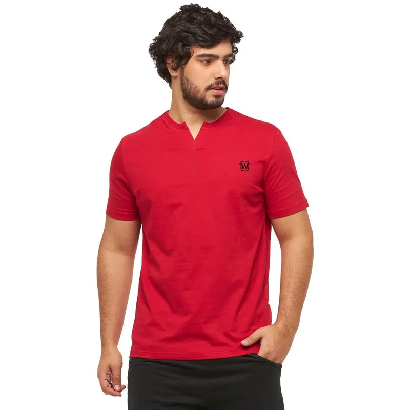 Camiseta Basica Masculina Gola Portuguesa C3 WOOKS-VERMELHO-GG