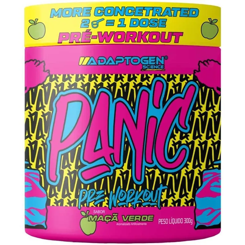 Pré Treino Panic Adaptogen Super Concentrado 300g Maça Verde