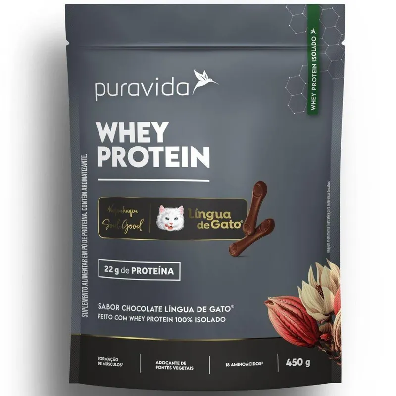 Whey Isolado Purificado Lingua de Gato 450g - PuraVida