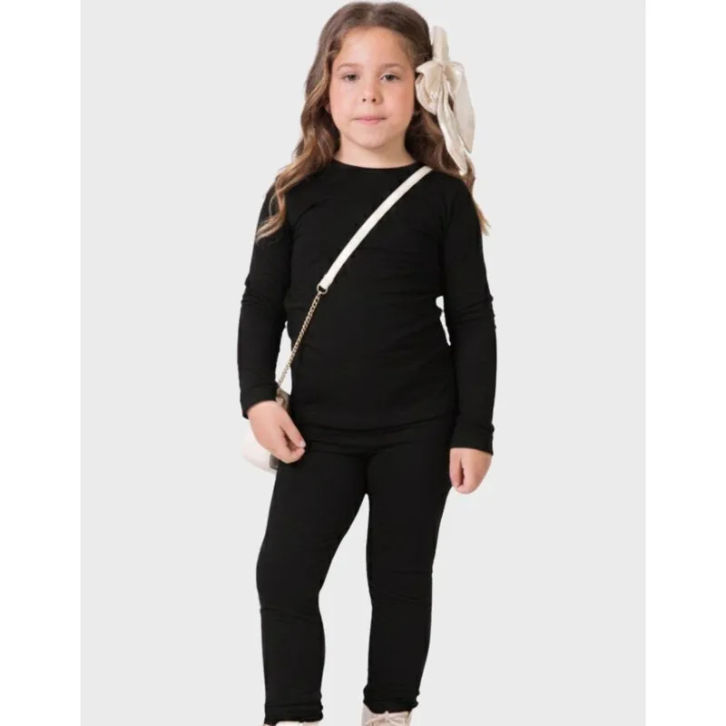 Calça Quentinha Inverno Rosa Dia a Dia Frio Lisa Moda Térmica - Feminino 12 a 18 anos