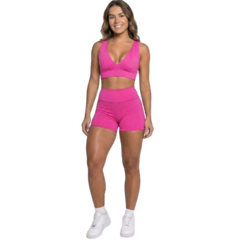 Conjunto Top Com Bojo E Short Suplex Serra e Mar Roupa Para Academia Treino Moda Fitness Musculação