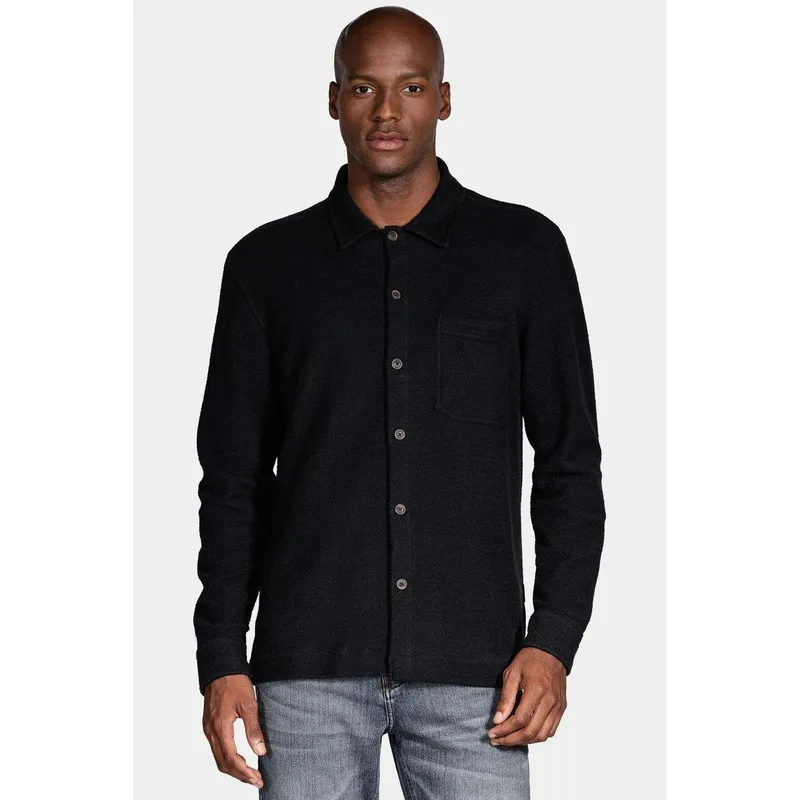 Camisa Manga Longa Move Overshirt Moletom Com Bolso Preto