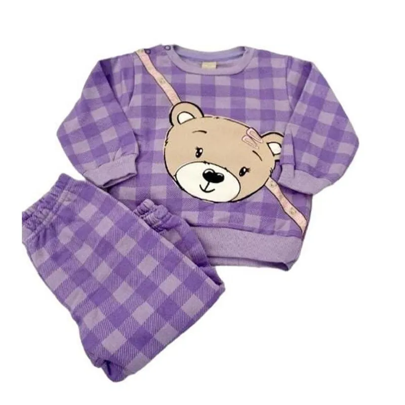 Conjunto Moletom Xadrez Bebê Menina Felpado