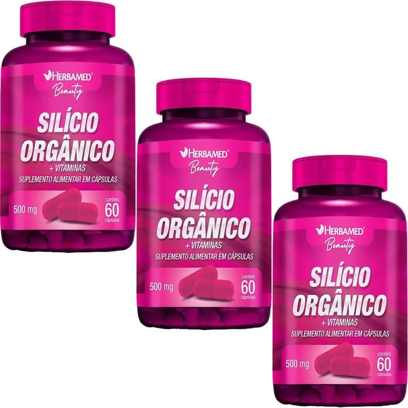 Kit 3X Silício Orgânico + Vitaminas - 60 Cápsulas - Herbamed