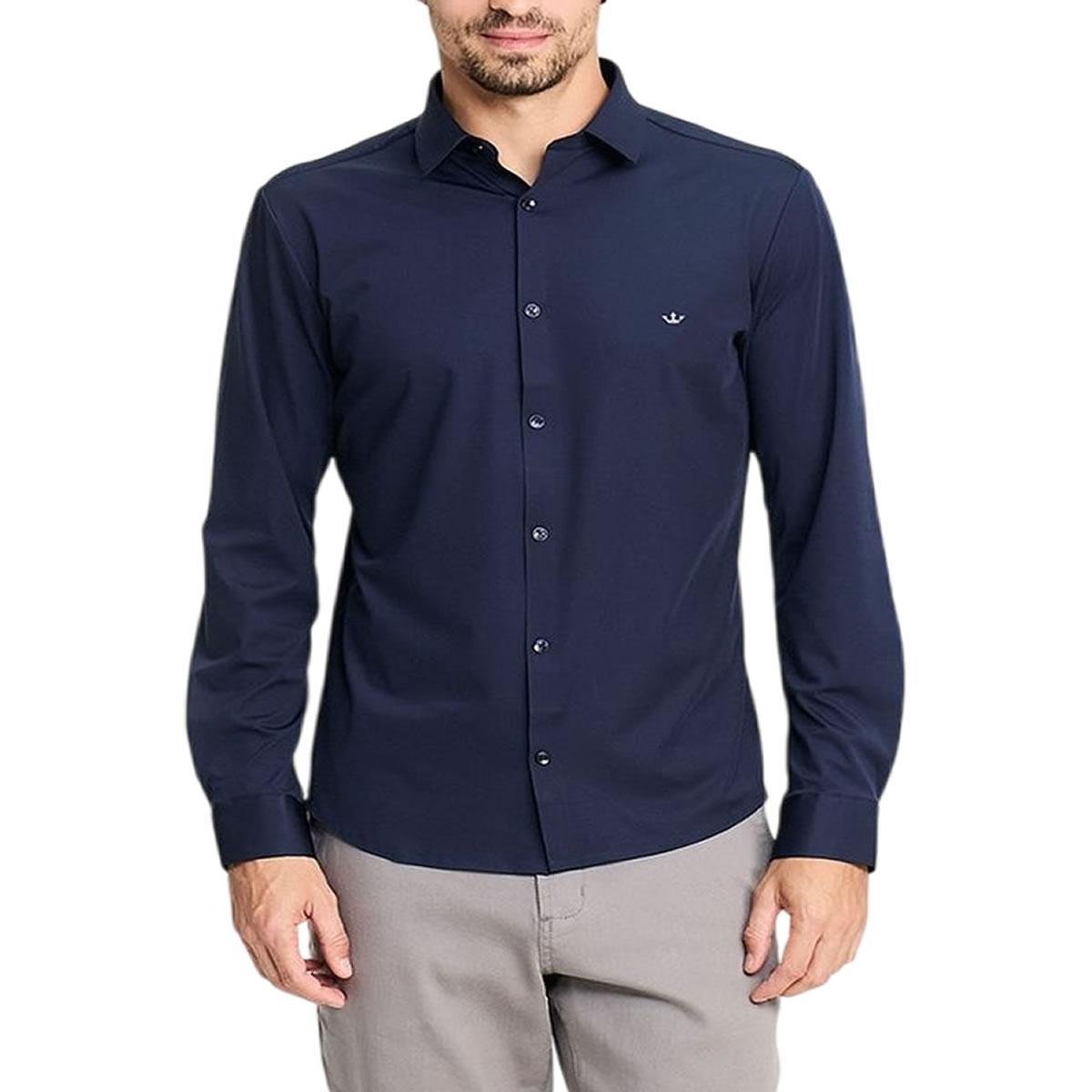 Camisa Masculina Docthos ML Slim Azul Marinho - 6054