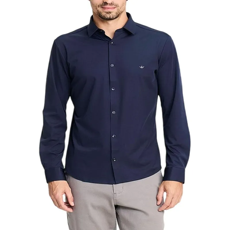 Camisa Masculina Docthos ML Slim Azul Marinho - 6054