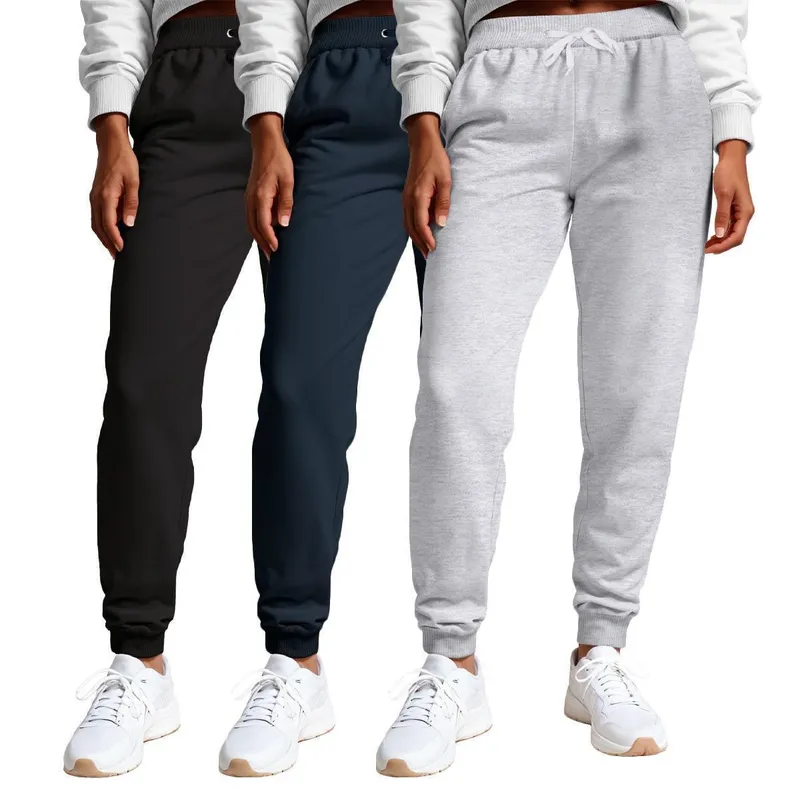 Calça Feminina Moletom Flanelada Slim Bolsos Algodão Kit 3