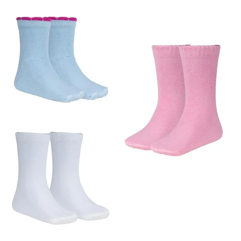 Kit 3 Pares de Meias Infantil Menina Algodão Confortavel Dallf