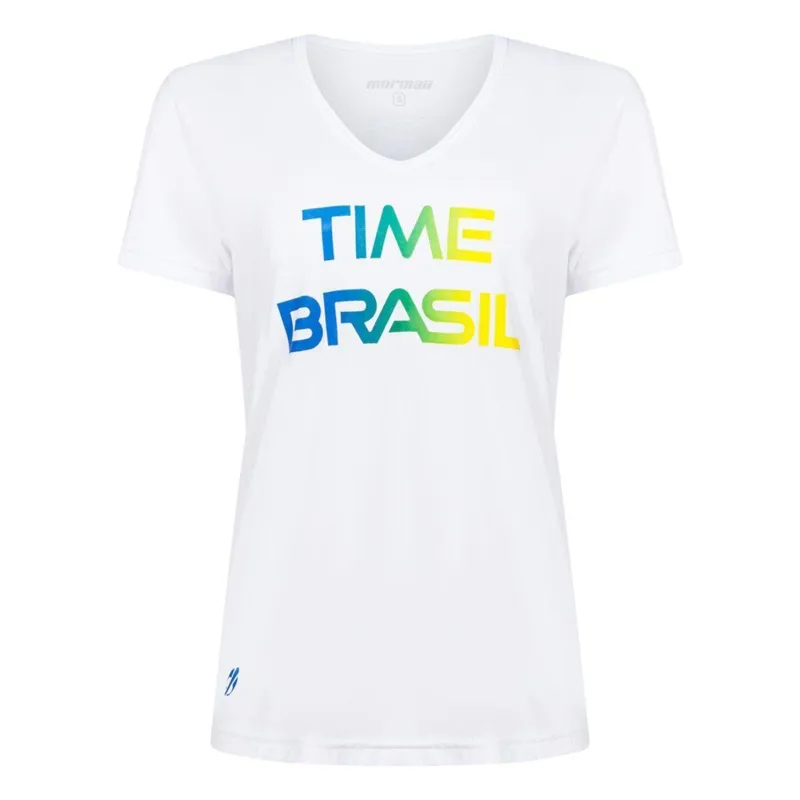 Camiseta Feminina Time Brasil Manga Curta Decote V Mormaii