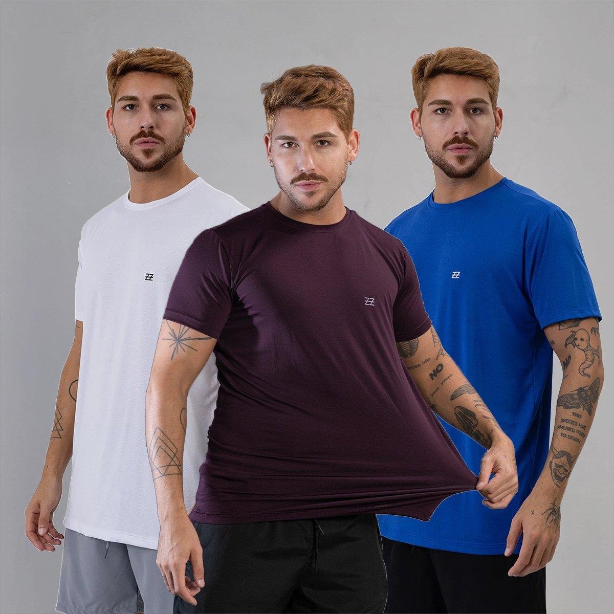 Kit 3 Camisetas Masculina Academia Poliamida Manga Curta Treino Camisa Malhar Dia A Dia Premium