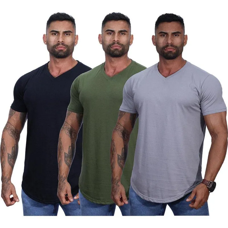 Kit 3 Camiseta Longline Decote V MXD Conceito PIMA-USA Lisas Cor:;Tamanho:GG