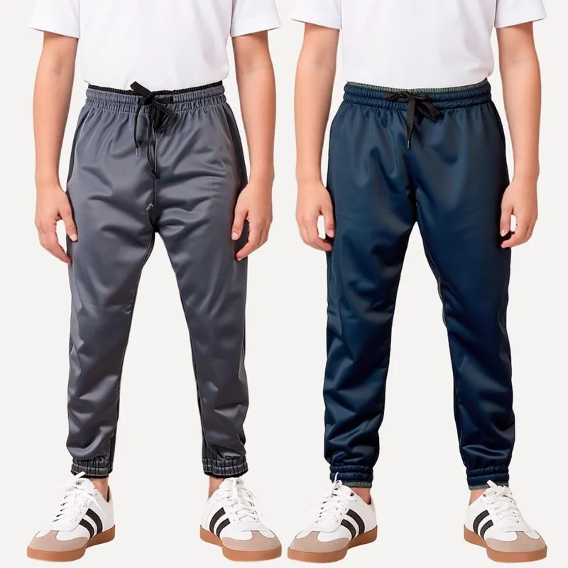 KIT 2 Calça Jogger Infantil Helanca Flanelada Inverno Bolso Traseiro 310