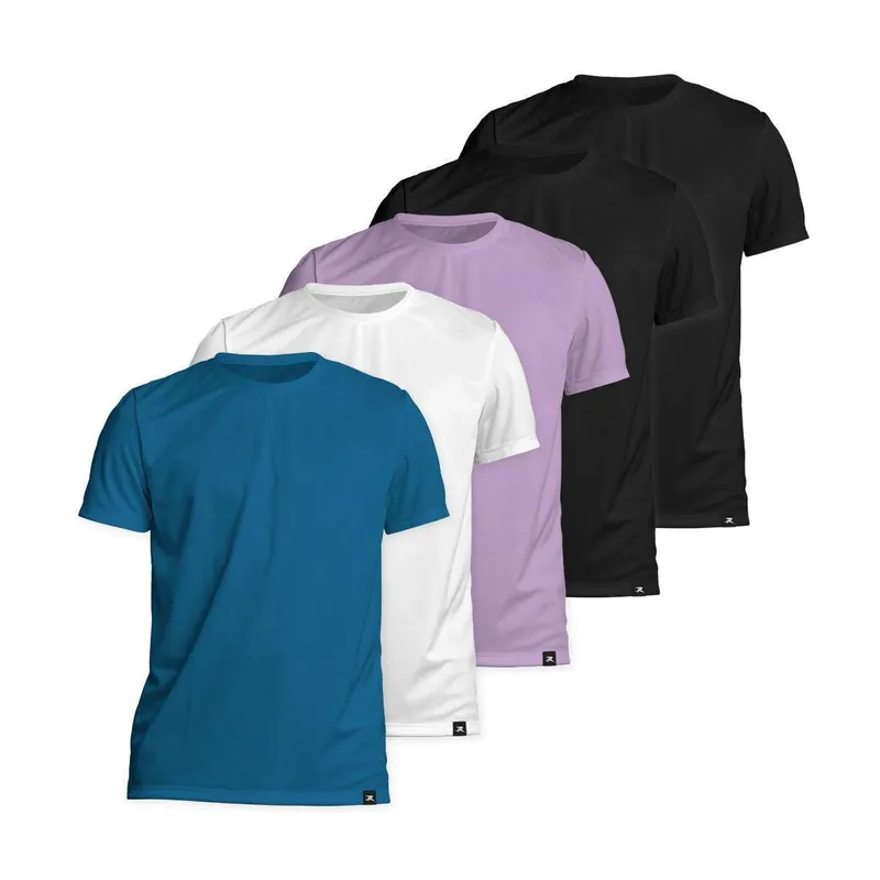 Kit com 5 Camiseta Algodão Sportswear Muvin - Masculino - Mais Conforto para seu Treino e Caminhada