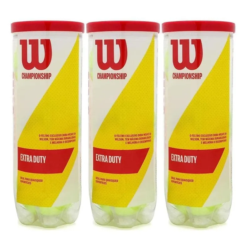 Kit Bola de Tênis Wilson Championship Extra Duty - 3 Tubos / 9 Unidades