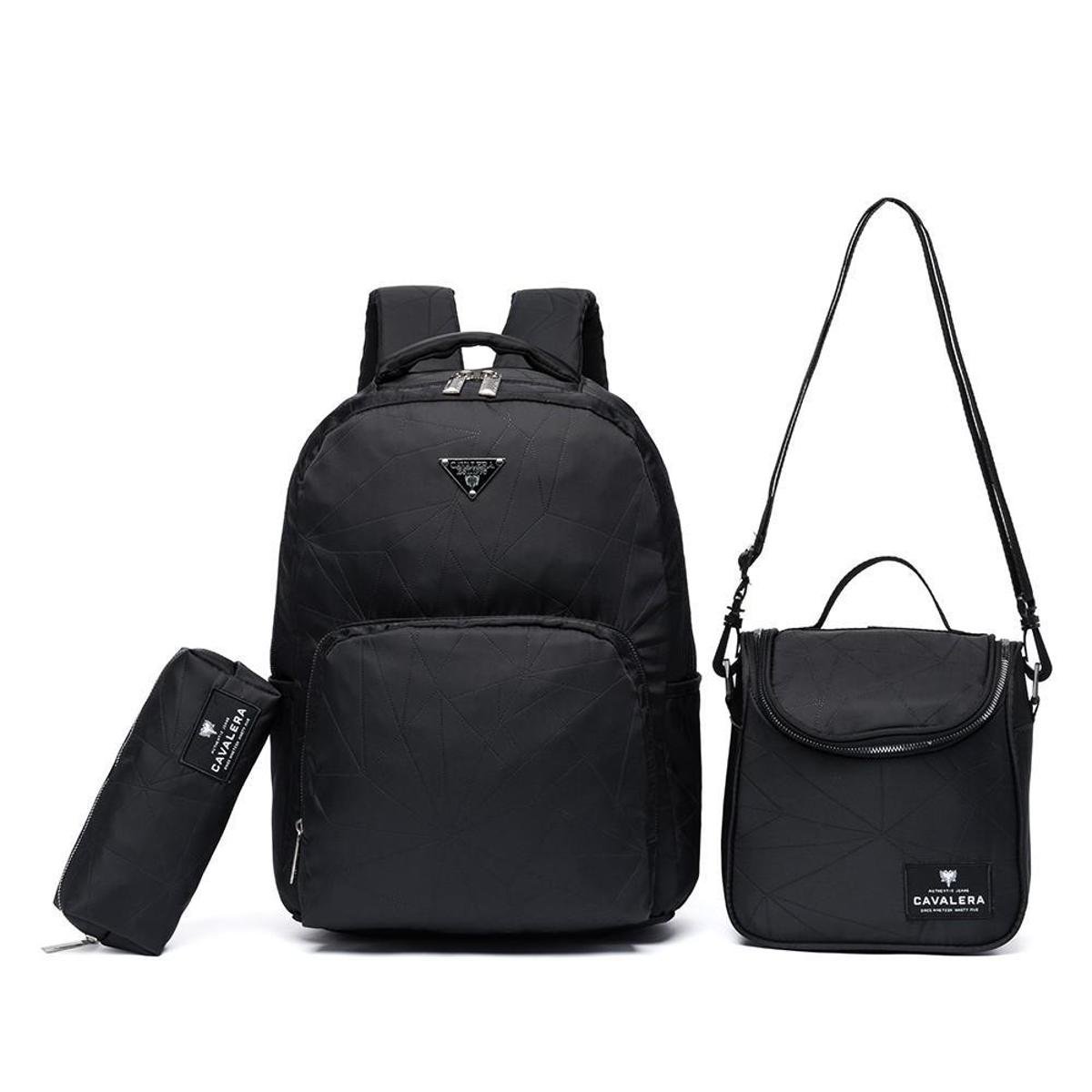 Kit Mochila Cavalera Resistente Escolar c/ Lancheira Estojo 15 Litros