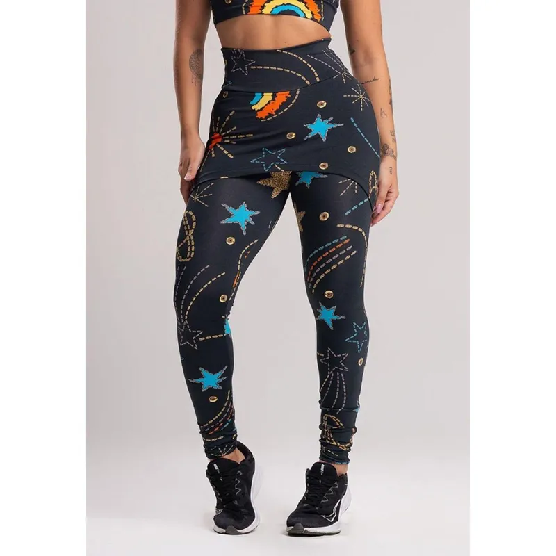 Calça Legging Suplex Saia Tapa Bumbum Estampada Cintura Alta Fitness Mvb Modas
