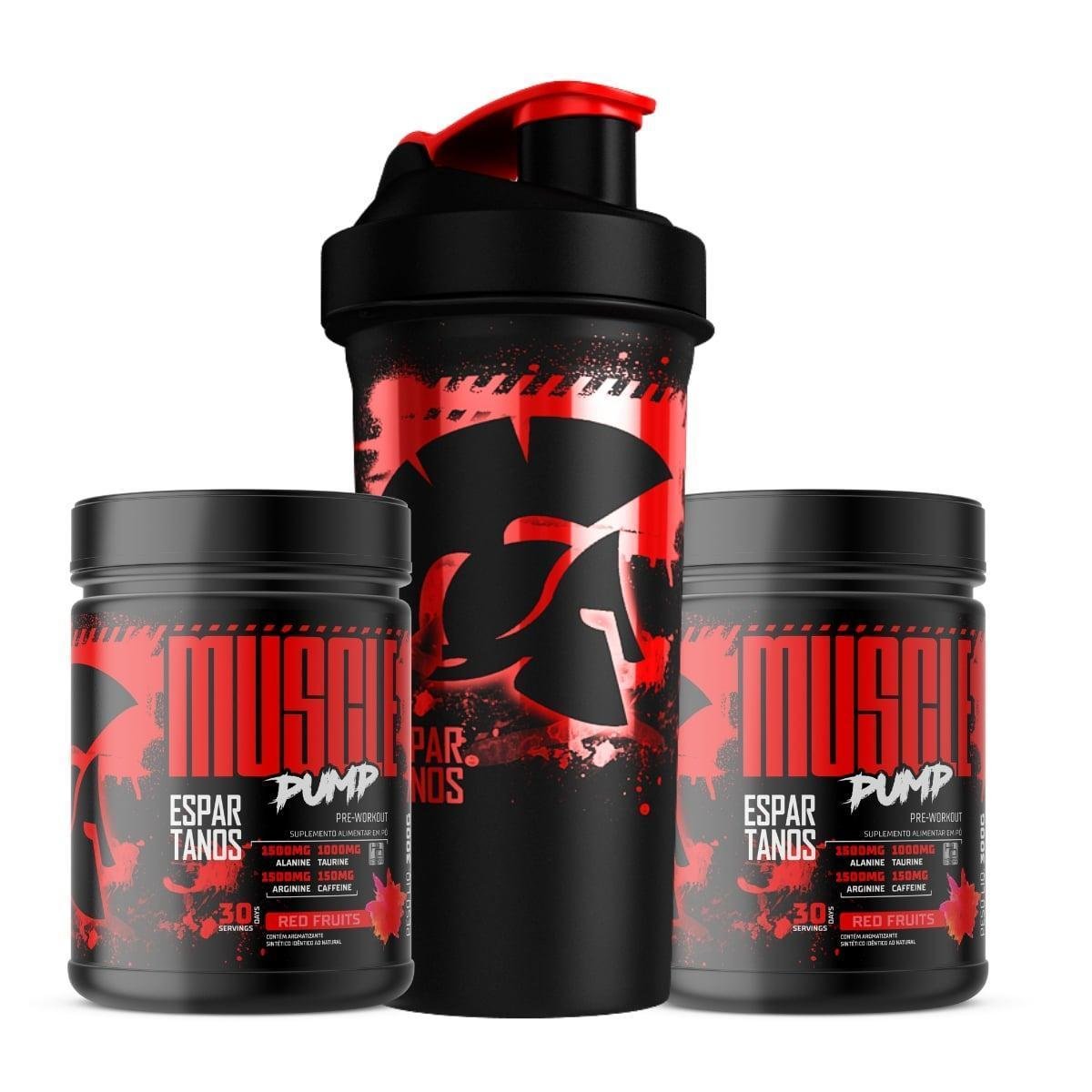 Kit 2x Pré Treino Muscle Pump 300g + Shaker - Espartanos