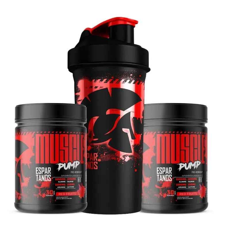 Kit 2x Pré Treino Muscle Pump 300g + Shaker - Espartanos