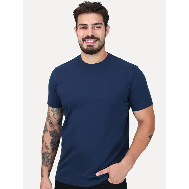 Camiseta K&J Black Premium Lisa Suedine Egípcio Azul Marinho CA.02.004J 00157