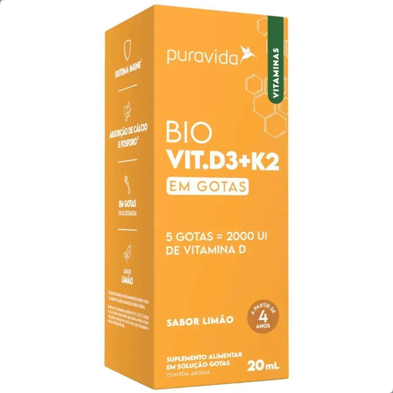 Vitamina D3 + K2 Gotas 20ml - Pura Vida