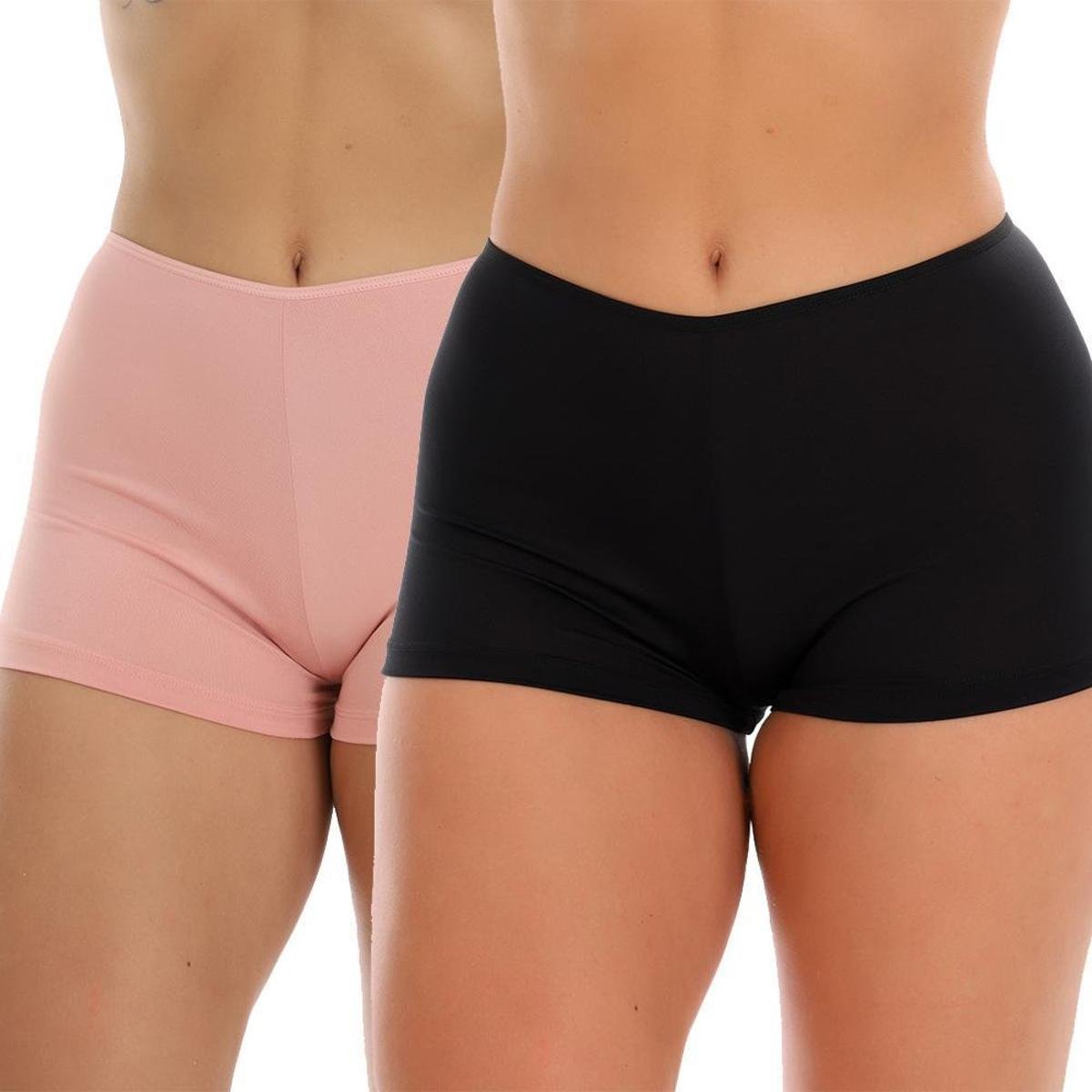 Kit 2 Short Segunda Pele Frimodas Shortinho Íntimo Feminino Preto