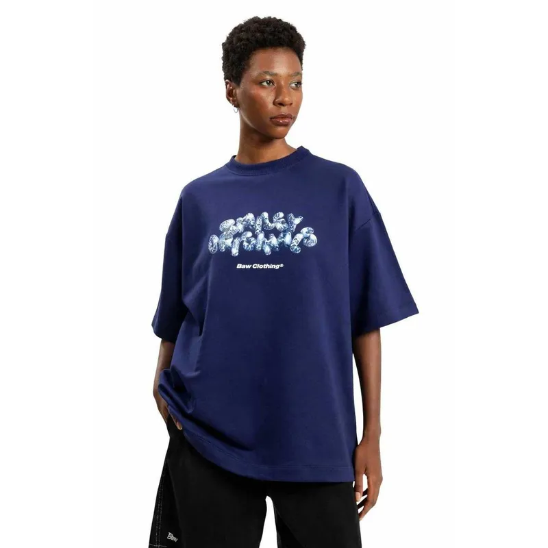 Camiseta Baw Manga Curta Oversized Smiley Tickets Roxo