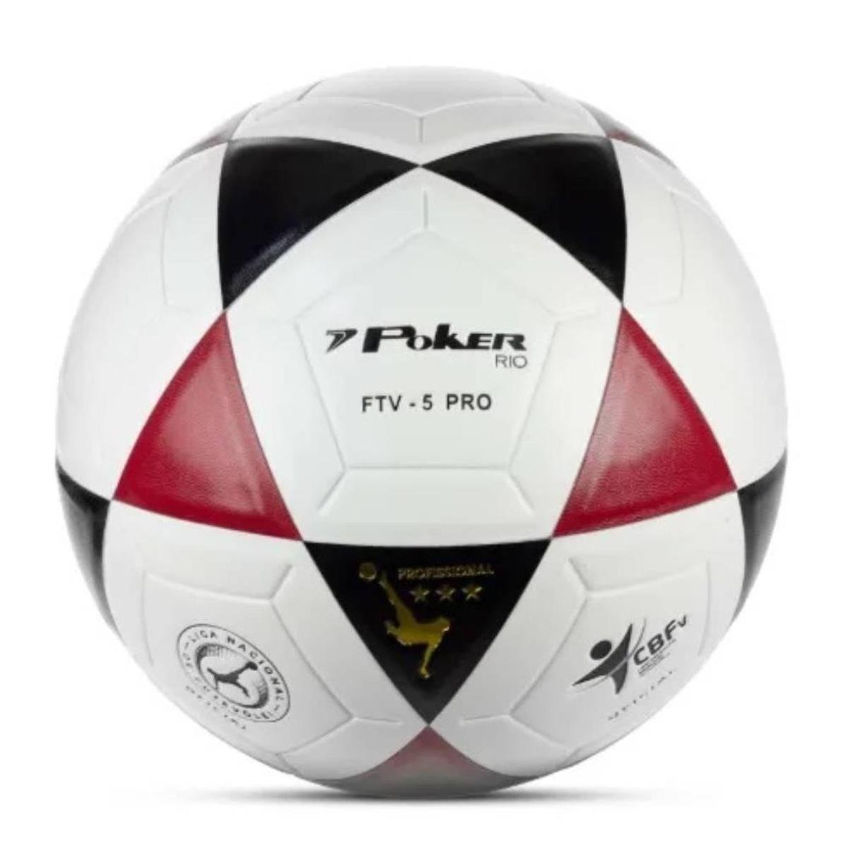 Bola Poker Futevôlei Vulcanizada FTV 5 Pro - Vermelha/Preta
