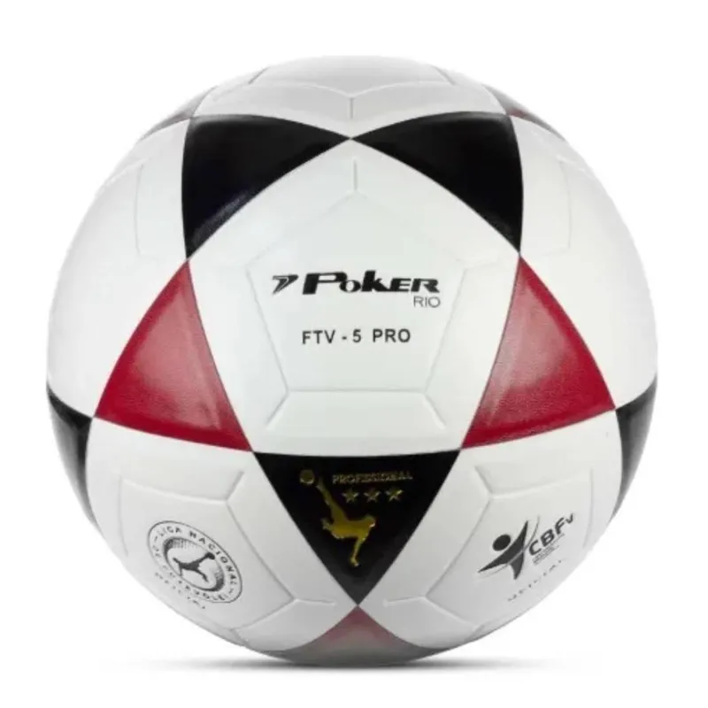 Bola Poker Futevôlei Vulcanizada FTV 5 Pro - Vermelha/Preta
