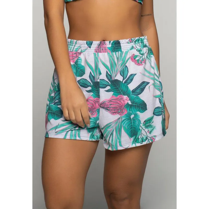 Short Curto Feminino Estampa Digital Moda Praia Beach Tennis Proteção Solar Uv 50+