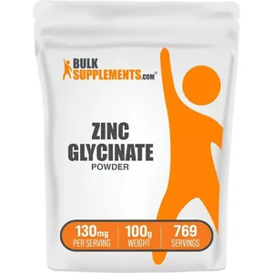 Suplemento de zinco BulkSupplements.com Glicinato de zinco 100g