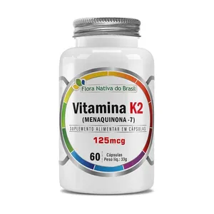 Vitamina K2 Menaquinona 125ug 60 Cápsulas 500mg Flora Nativa