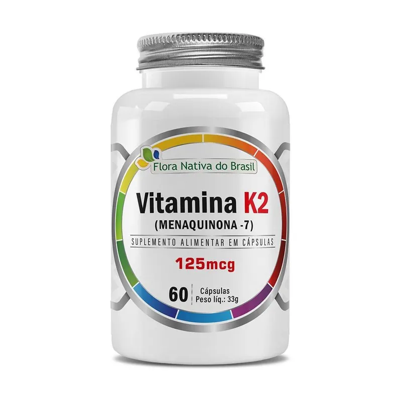 Vitamina K2 Menaquinona 125ug 60 Cápsulas 500mg Flora Nativa