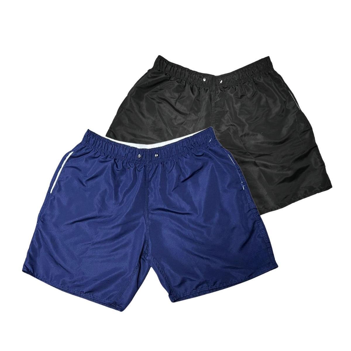 Kit 2 Shorts Bermuda Masculinos Plus Size em Tactel Liso com Bolsos